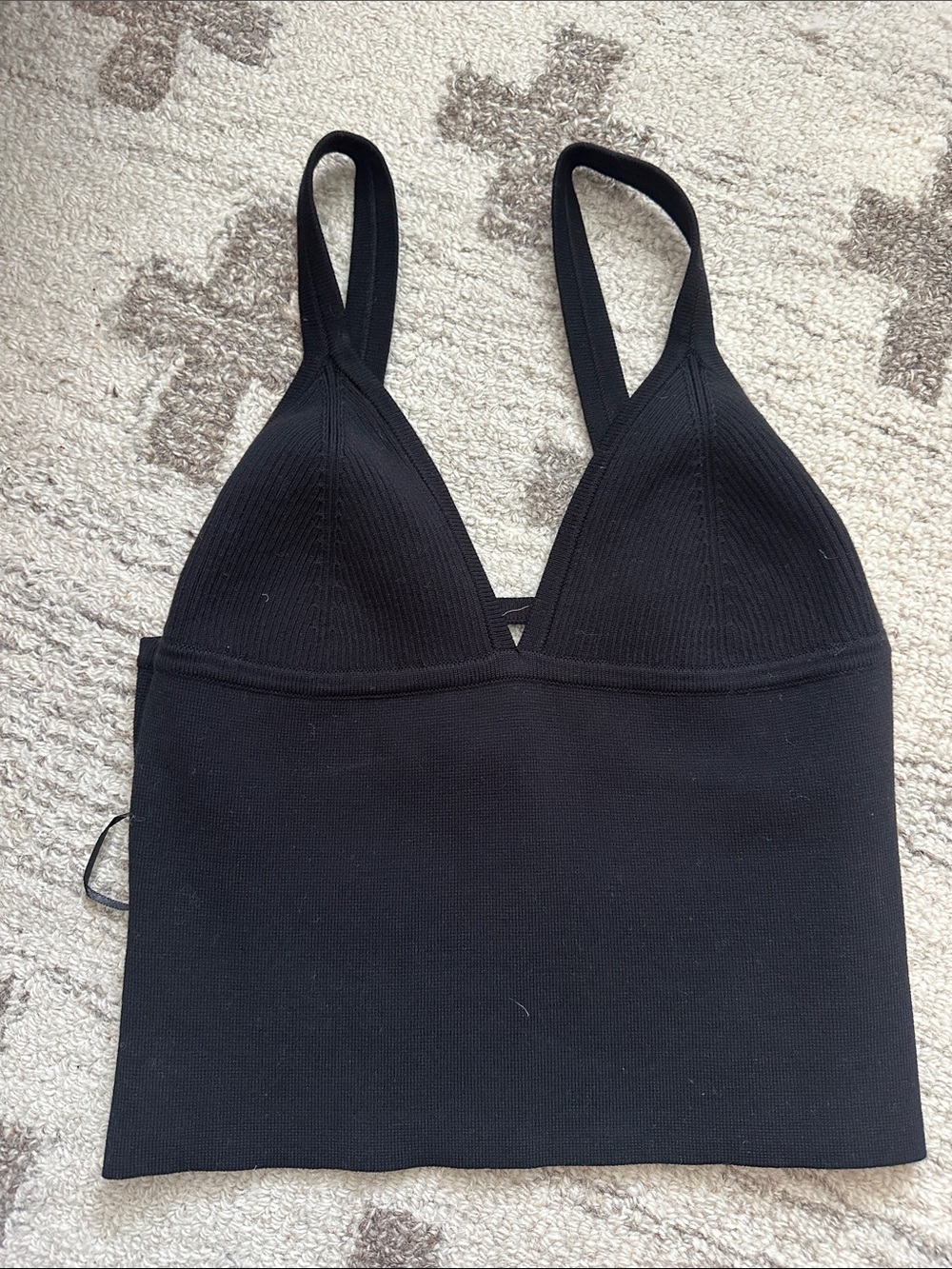 Free People Black Ribbed Triangle Bralette Tank